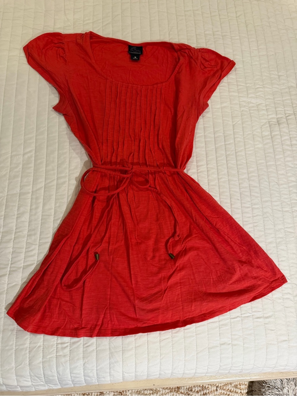 Motherhood Red Pintuck Tie-Waist Maternity Tunic